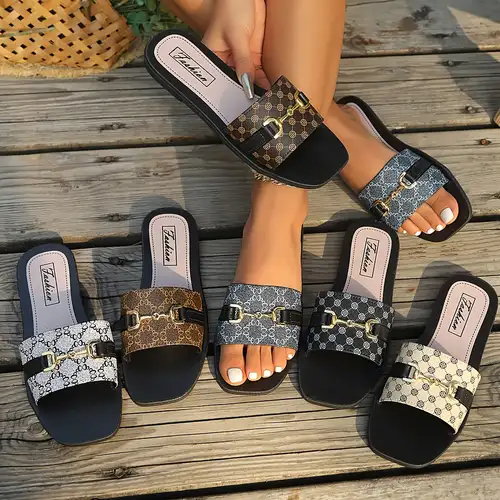 dress slippers ladies RUIYANQI Women Closed Toe SandalsSummer Ladies Dress Slides Comfortable Close Toe Soft Cushion Daily Wear Loafer Shoe Fashion Slip-On Beach Vacation