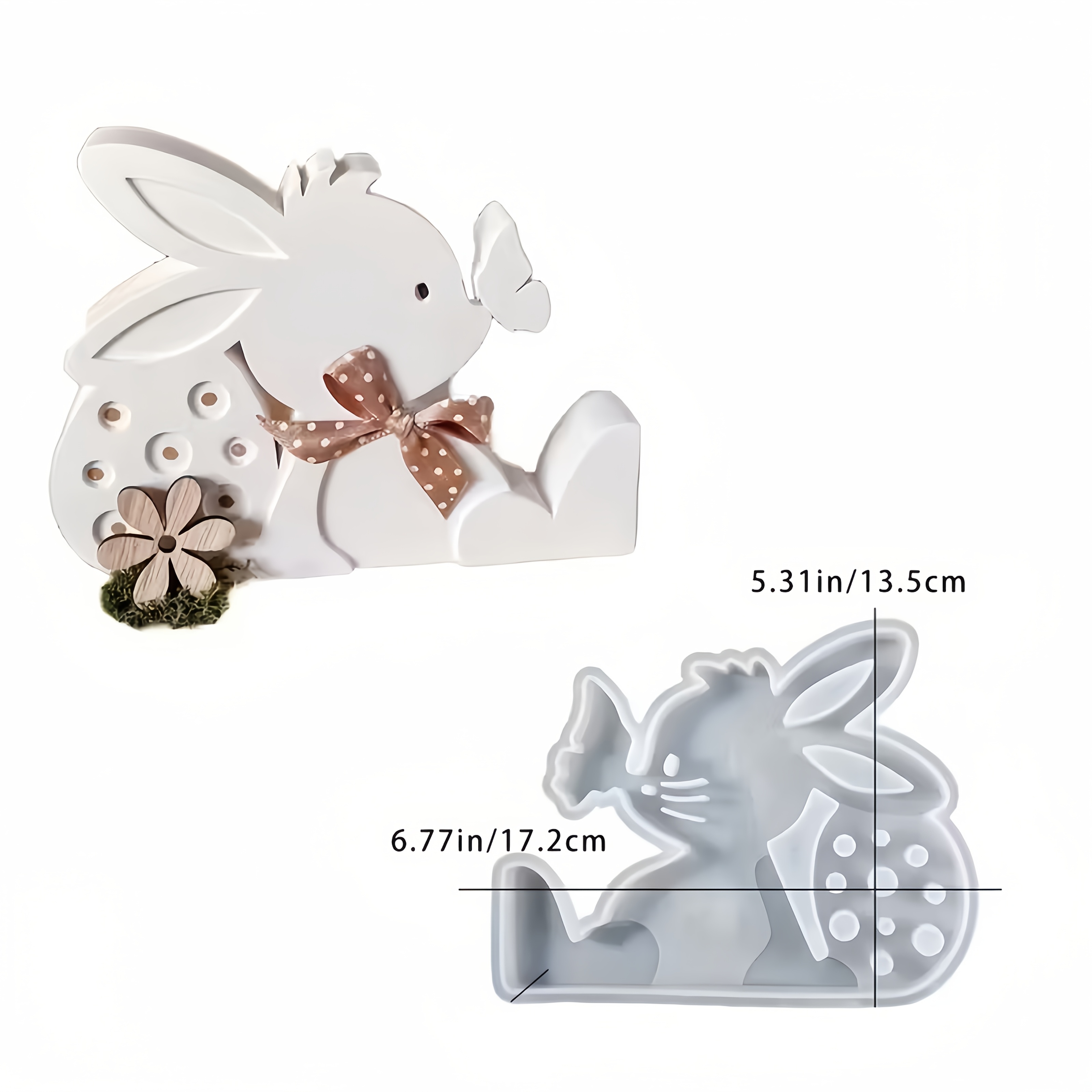 Easter Rabbit Resin Silicone Mold Sitting Behind Hollow Egg Bunny Epoxy Casting Molds For Creative Kiss Rabbit Molds Love Cute Animal Art Crafts Molds Clay Concrete Home Decorations Molds