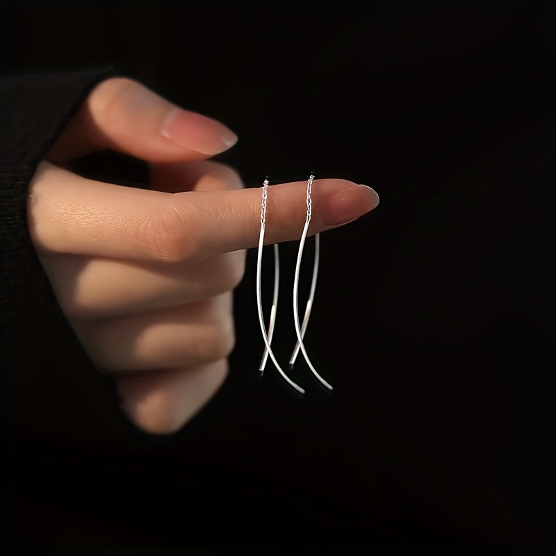 Image of Women's Elegant Minimalist Long Drop Dangle Earrings - Cascading Design, Everyday To Formal Events Jewelry Gift For Women - Sophisticated Accessories, Festival Fashion, , Delicate , Statement Piece