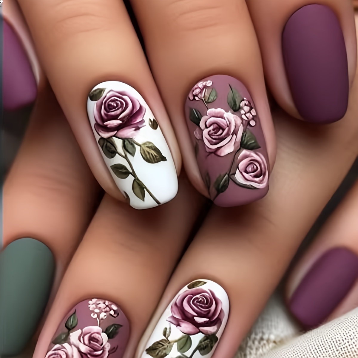 

24pcs Press-on Nails Set, Mixed & , , Easy Application & Removal, Square Shape, Middle Length, Elegant & Luxurious Fake Nail Stickers For Holidays, Parties, And