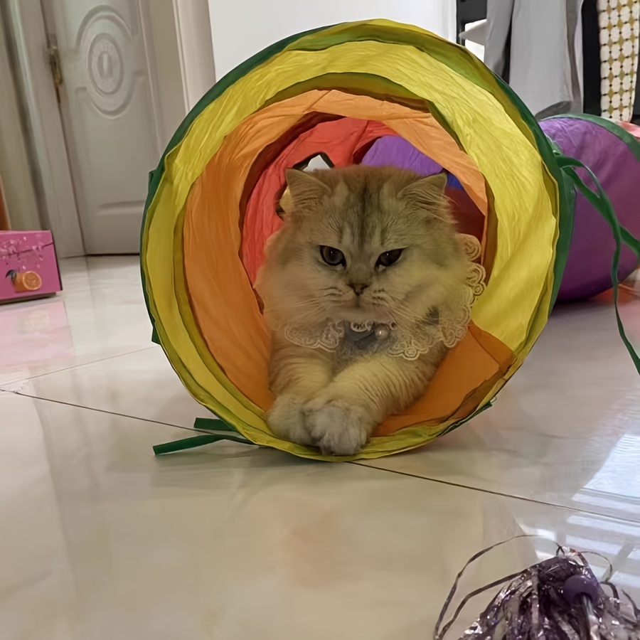

Cat Play Tunnel Toy Set - Foldable Fabric Interactive Maze With Multiple Tunnels For Cats - Fun Pet Exercise And Hideaway Playhouse For Indoor Cats