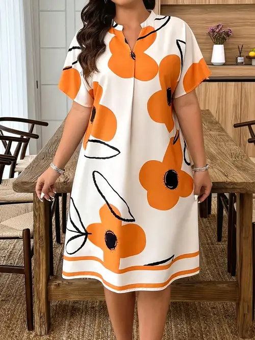 temu orange dress Orange Floral Bodycon Mermaid Dress