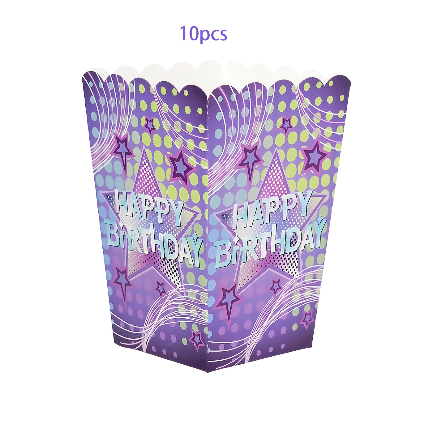 E-shop Geschenk für Sie/Ihn 10 Stück/30 Stück/50 Stück lila -Sänger Mini-Papier-Popcorn-Boxen durchsichtige Süßigkeitentüten-Set Happy Birthday