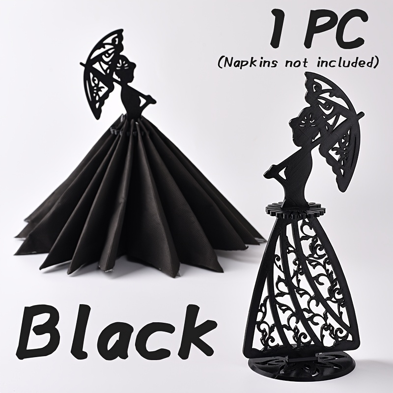 TEMU 1pc Hollow-out Umbrella-shaped Ladies' Napkin Holder, Creative Skirt Hem Style Tissue Organizer, Dining Table And Living Room Decorative