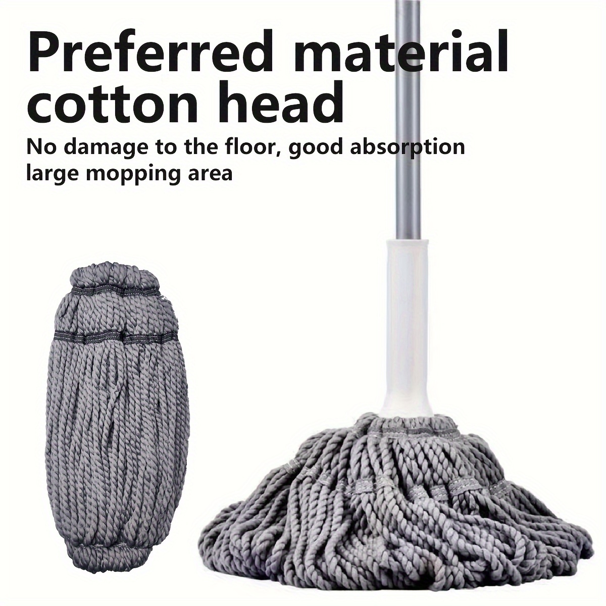 

1pc, Gray Thickened Rotary Mop Head, Mop Head, Water Absorbing Floor Mop Head, Universal Mop Head, Cotton Head, Cloth Head, Floor Mop Head Replacement, Cleaning Supplies, Cleaning Accessories