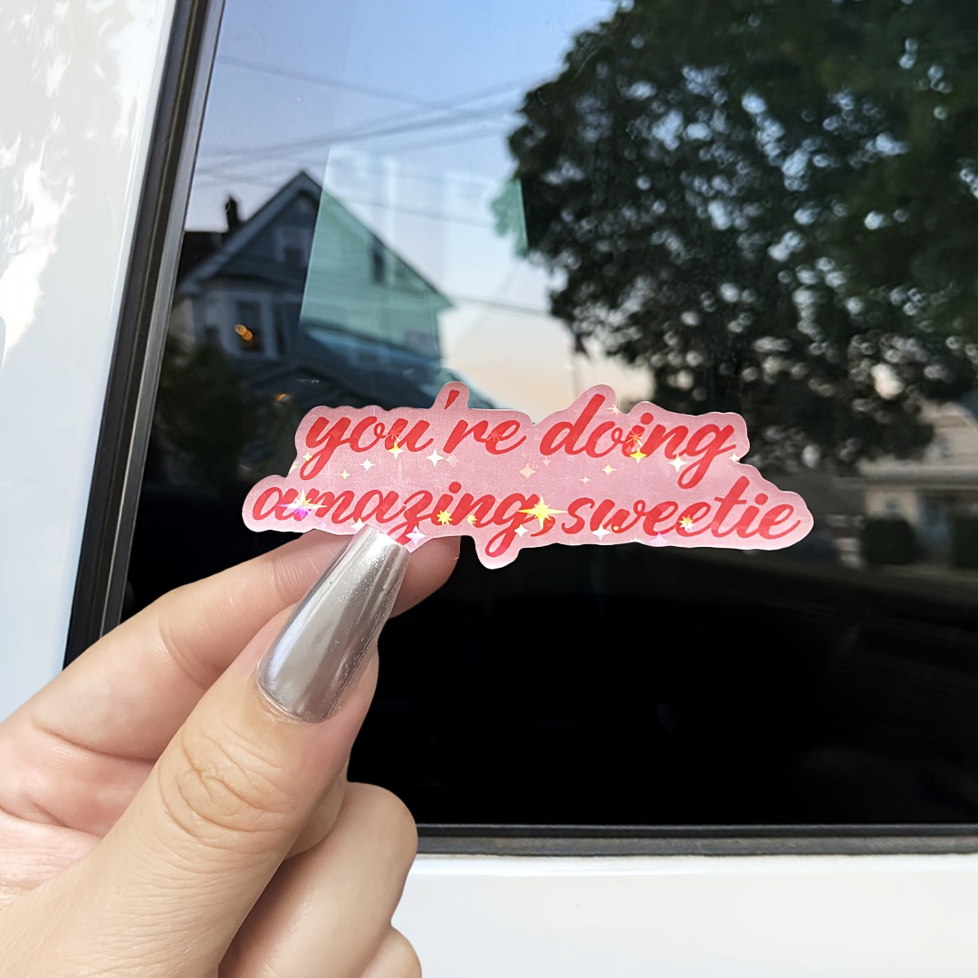 TEMU 1/3pcs Glossy You're Doing Amazing, Retro Waterproof Paper Sticker, Single Use, For Car Bumper, Auto Accessories, Window, Laptop, Insulated Cup,