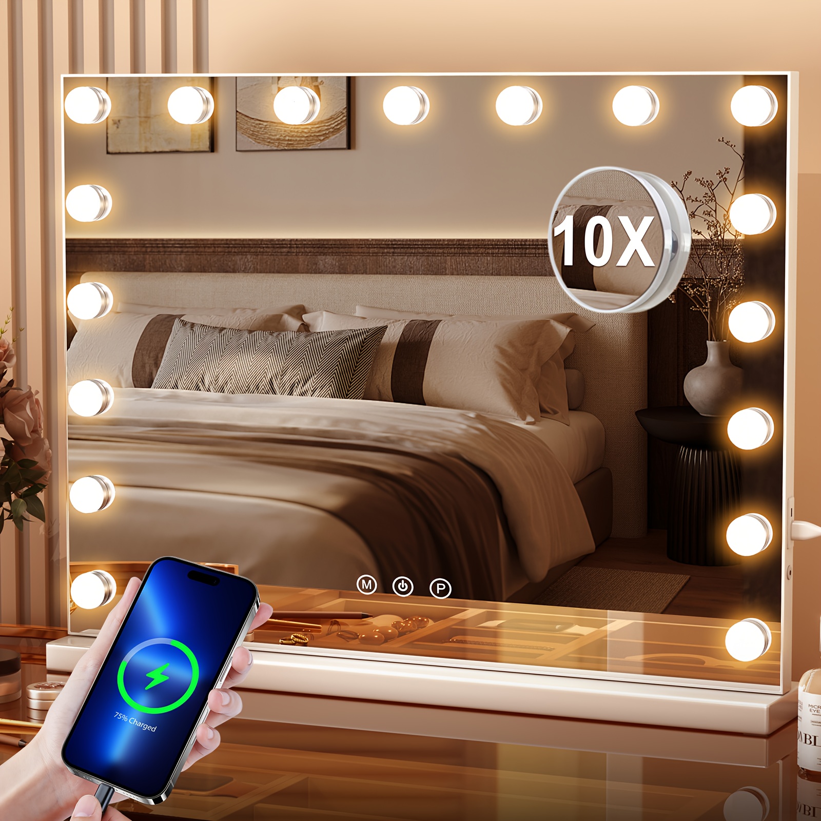 Vanity LED Mirror with Lights and 10X Magnification