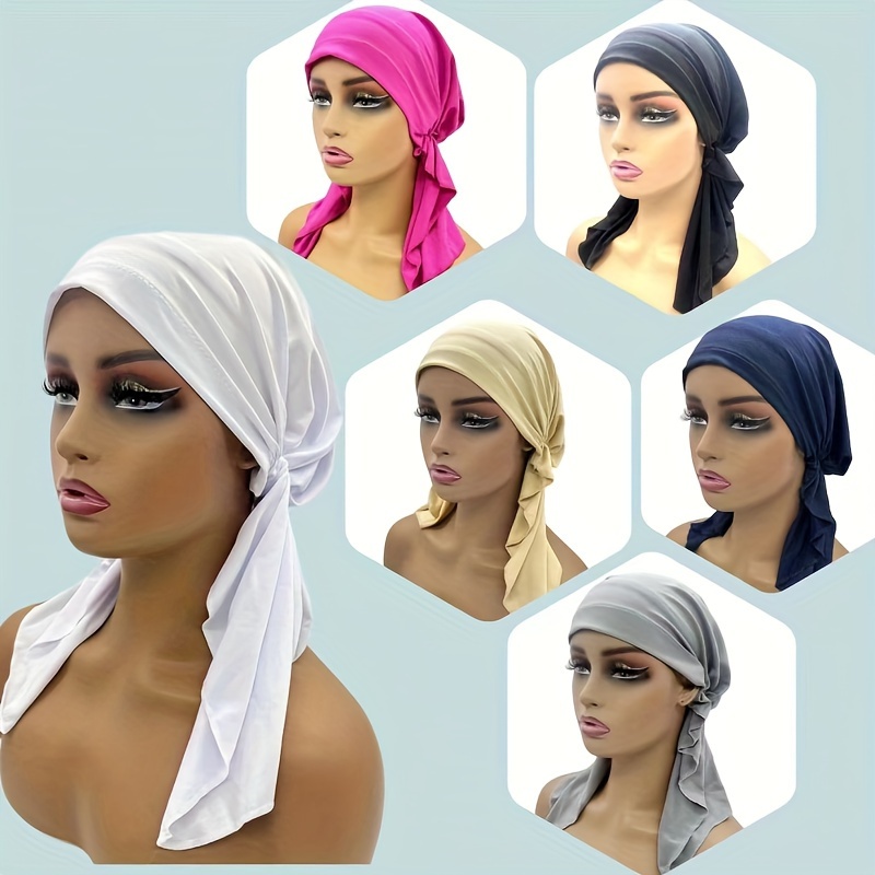 

1pc Stylish Stretchable Solid Color Turban Cap - Lightweight, Breathable Polyester | Versatile Headwrap For Chemotherapy, Beach, Outdoor Sports, Cycling & Sleepwear | Hand-washable Or Only