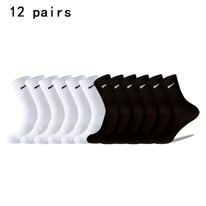 6-pair/12-pair Men's Socks Women's Socks Black Socks White Socks Simple Versatile Casual Sports Running Socks