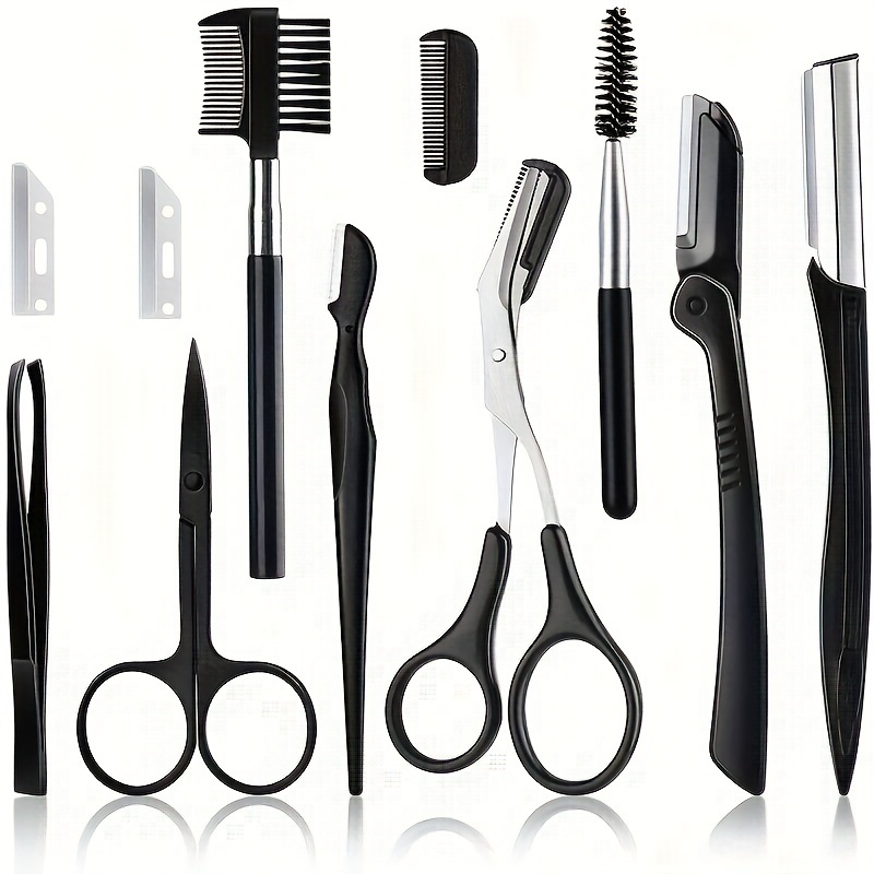 

Professional Eyebrow Trimmer Set: /4/5/11pcs Kit With Scissors, Tweezers, Shaver, Comb, Clippers & Makeup Tools For Perfect Brow Shaping, Trimming & Maintenance At Home