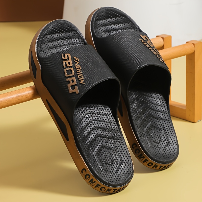 

Men' Slides - Non-slip, Odor-resistant Summer Beach Sandals | Comfortable Pvc Open-toe Slippers With Textured Sole For Indoor & Outdoor Wear, Summer Sandals