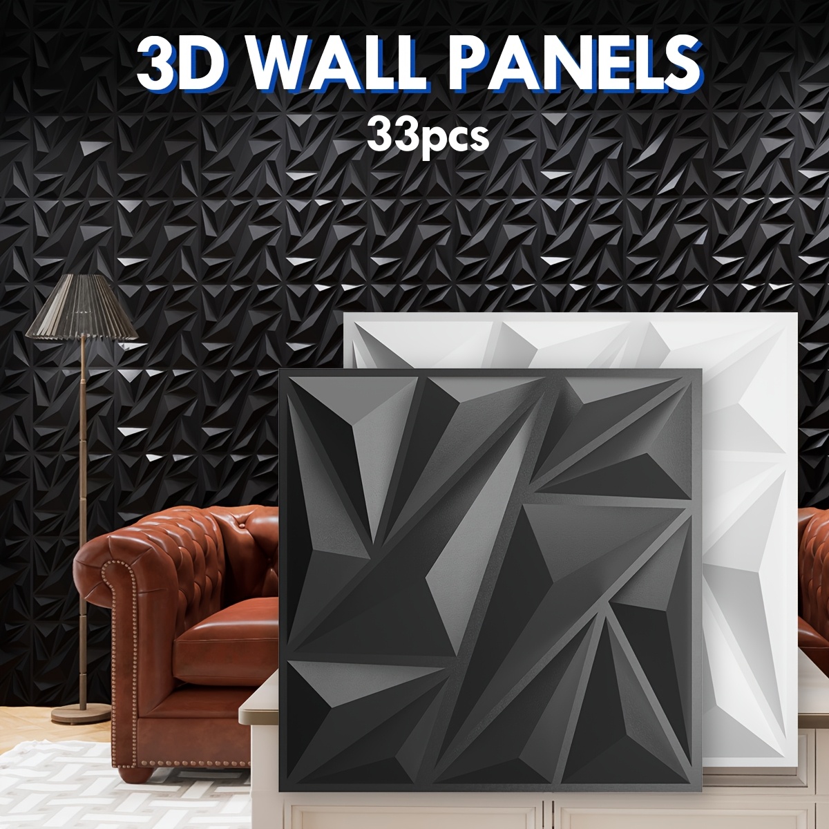 

33pcs 3d Wall Panels, Texturevue Pvc Wall Panels For Interior Wall Decor, 11.8"x11.8" (30cmx30cm), For Interior Wall Decor In Living Room, Bedroom, Kitchen Room, Tv Background, Wall Decoration