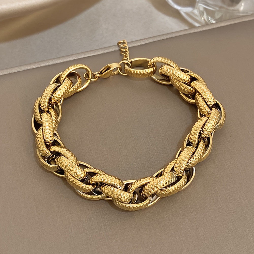 Punk-Style Chunky Gold-Plated Thick Chain Bracelet