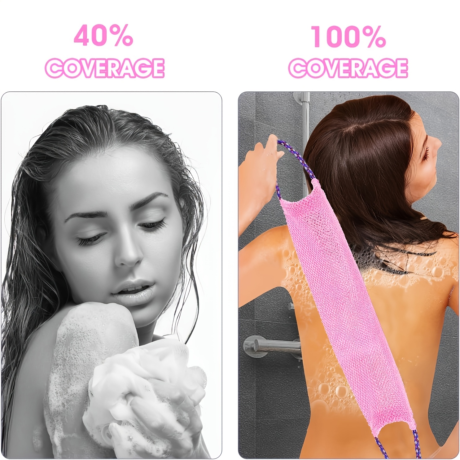 4pcs Set Back Scrubber and Loofah with Hooks