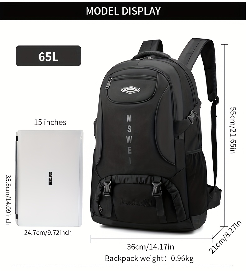 Two Models Available: 17.17gal and 22.45gal Men's Travel Backpacks, Large-capacity Carry-on Luggage Bags Compliant with Airline Regulations, Durable and Wear-resistant Oxford Fabric Backpacks
