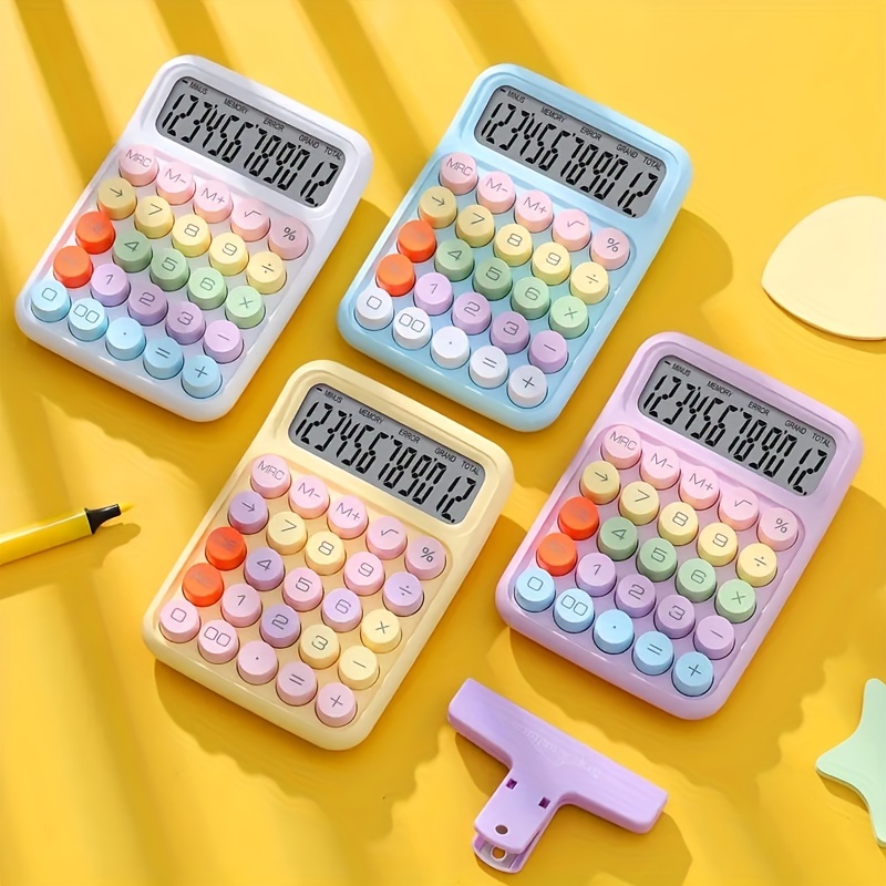 

1pc Keyboard Calculator Office 12-digit Mechanical Calculator Cute Candy Color Calculator Color Aesthetic And Big Buttons - Perfect For Office Or School Use