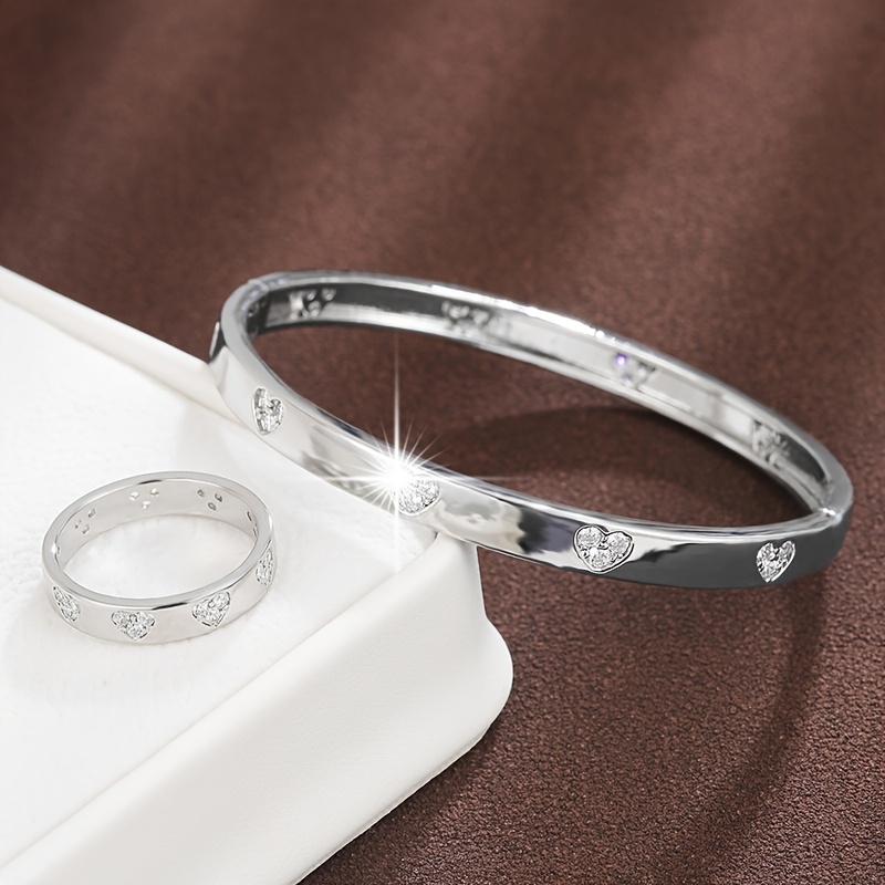 Synthetic Zirconia Bracelet and Ring Set for Women