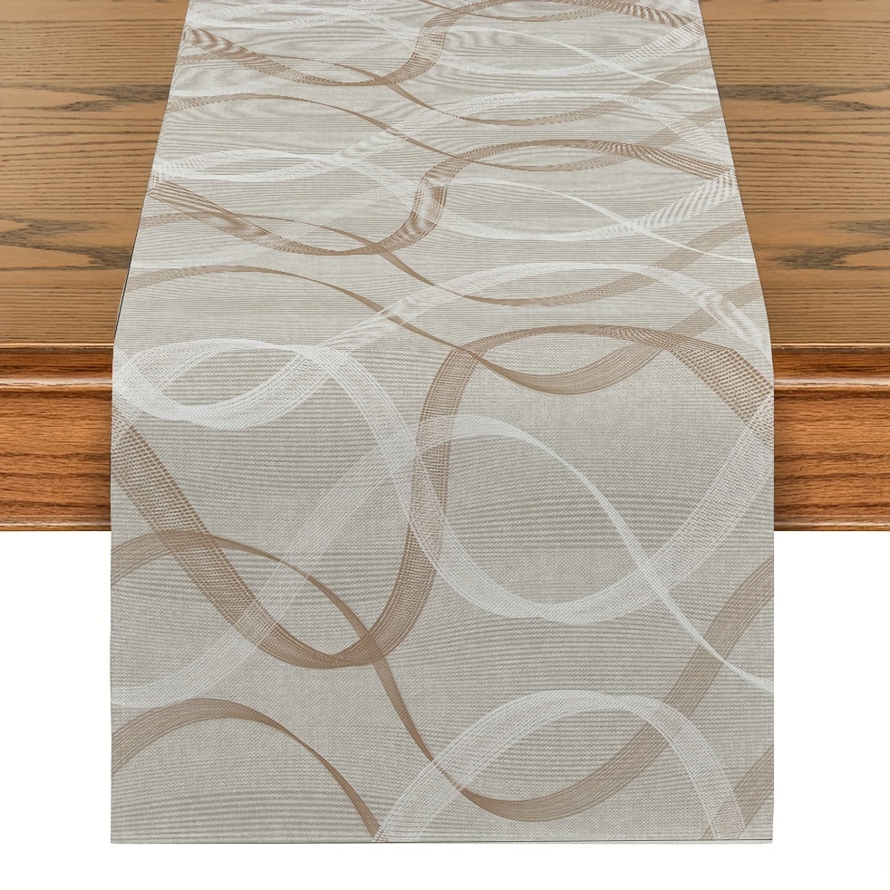 

1pc Table Runner, Modern Abstract Line Print Polyester Table Runner, Durable And Reusable Table Runner, Minimalist Dining Table Decor, For Home Dinning Room And Restaurant, Home Supplies