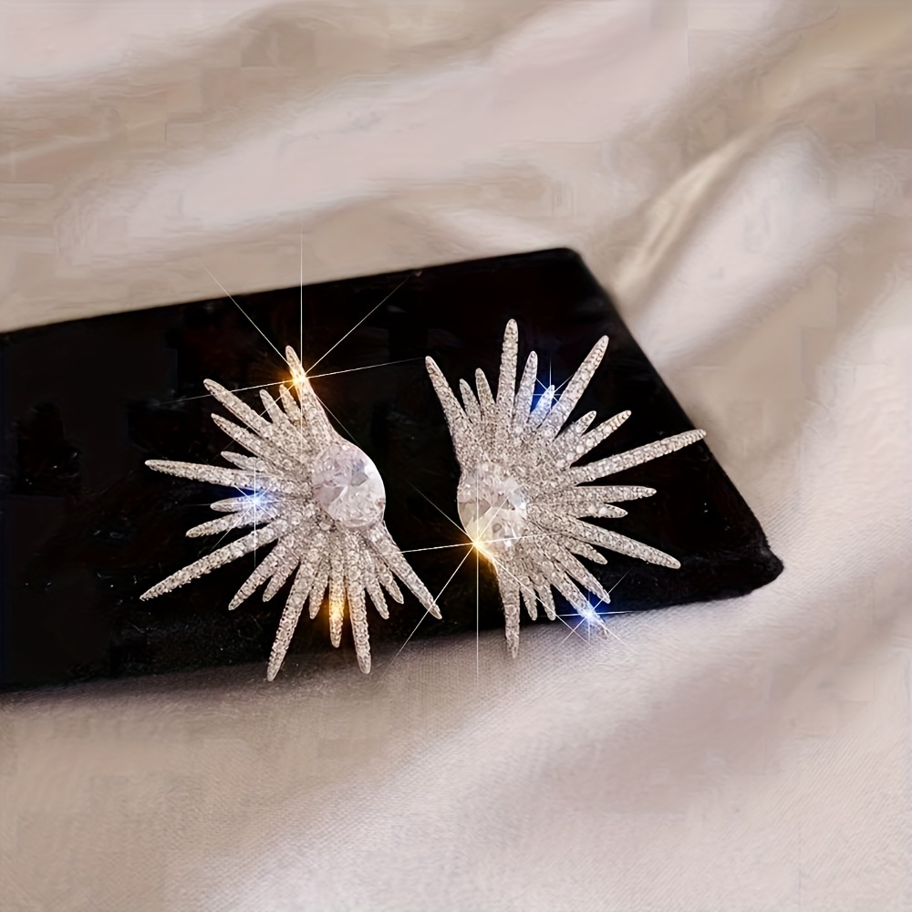 E-shop 1 Paar Elegante Mode Funkelnde Flügel Design Damen Ohrstecker, Geeignet für Party- und Urlaubsdekoration, Schmuck Geschenk