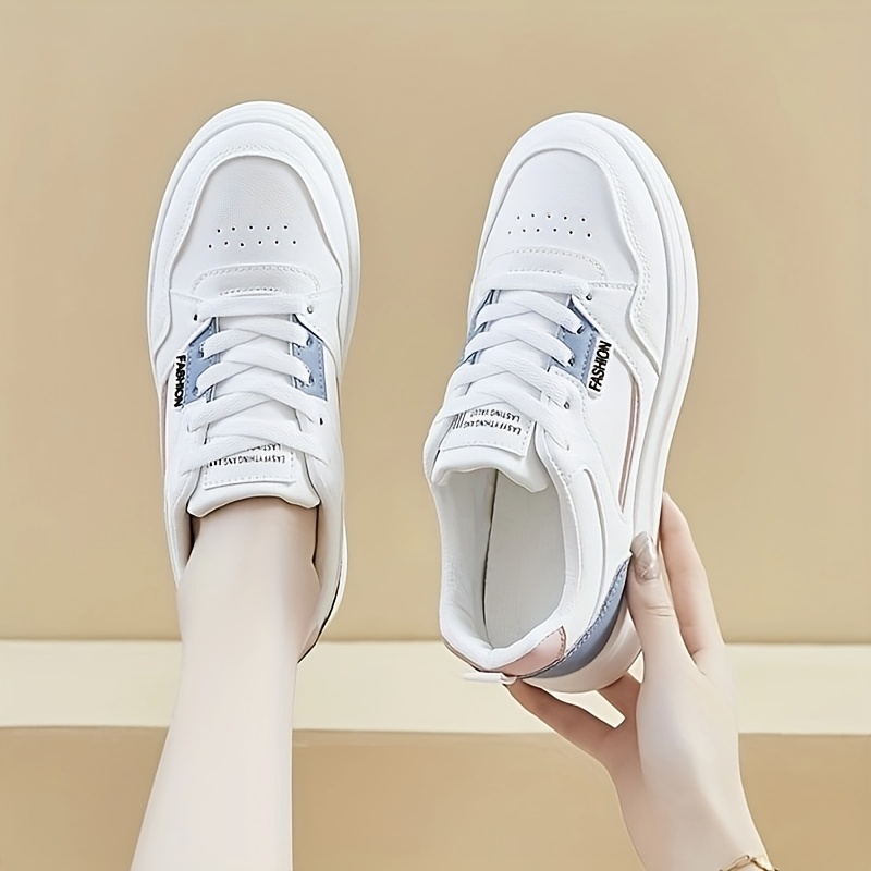 Zapatillas de Mujer con Plataforma Gruesa para Aumentar la Estatura - Zapatillas Bajas con Cordones, Ideales para Correr, Gimnasio y Uso Casual, Suela de PVC Blanca de Talla Grande y Plantilla Acolchada - Calzado Deportivo, Zapatos para Mujer