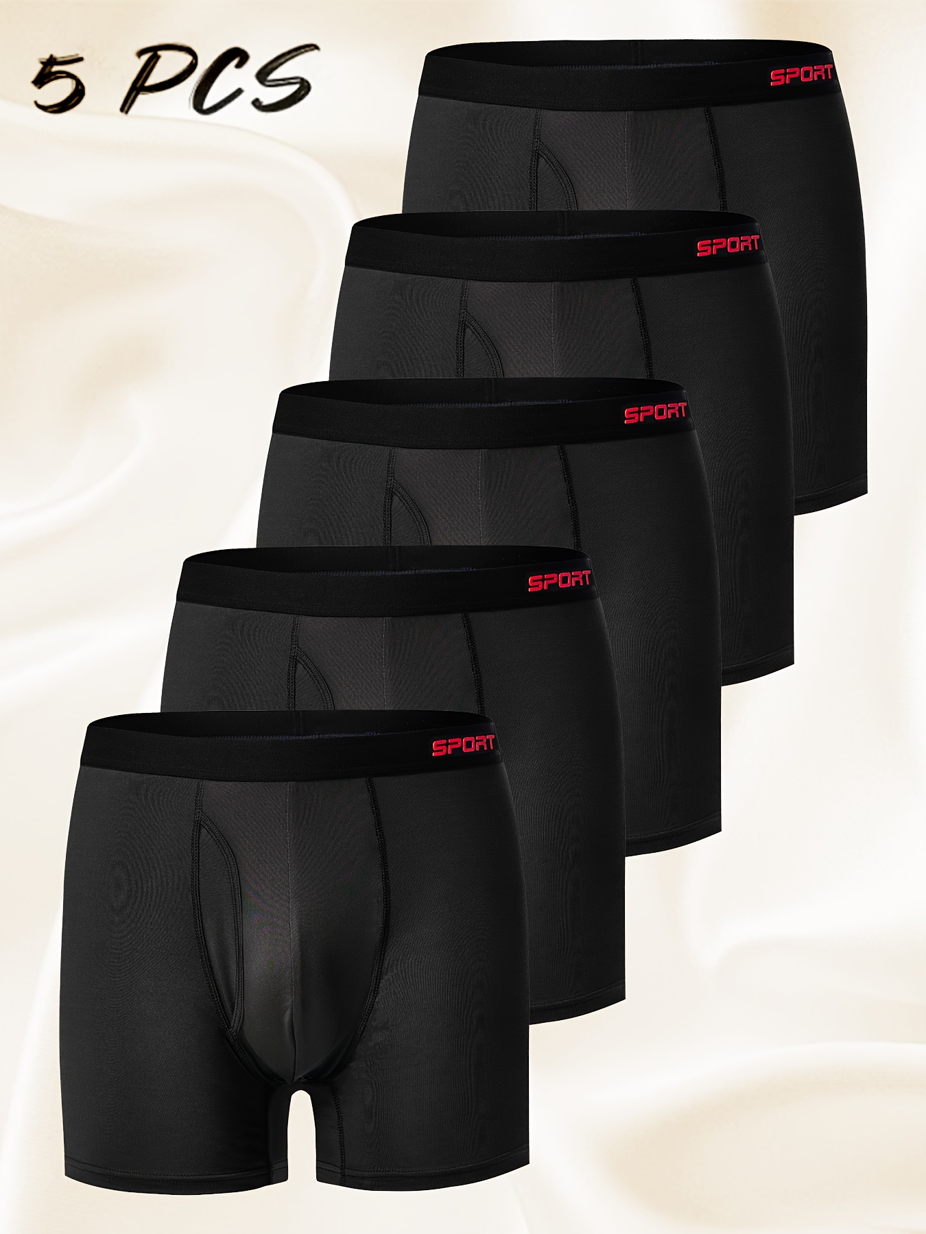 5pcs calzoncillos boxer largos hombre abertura lateral ultra