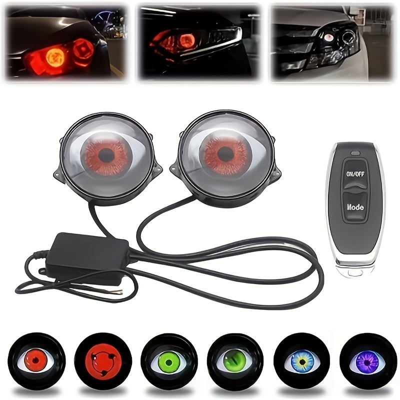 TEMU Eyes Light For Cars, 6 Led Demo Eyes Lens Atmosphere Light, Demon Lights, Led Eye Car Lights With Adjustable Eye Pattern, 12v Devil Eyes Automotive Light, Cool Car Accessories