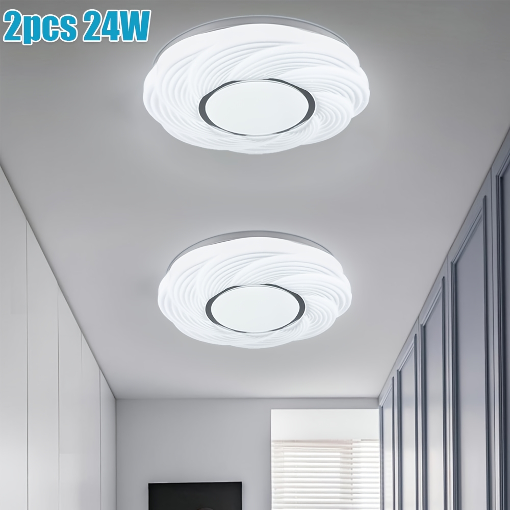 2pcs Led Ceiling Light, 24w Modern Light Round Ceiling Lamp Fixture, Diameter 33cm/13in 6500k White Close To Ceiling Lights Fixture For Hallway, Bedroom, Kitchen, Living Room