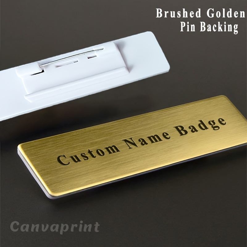 1pc Customized Name Badge Holder Tag With Pin Golden With Black Texts Logo  Engraved 70x20mm Non Fading Metal Id Plate For Manager, Don't Miss These  Great Deals