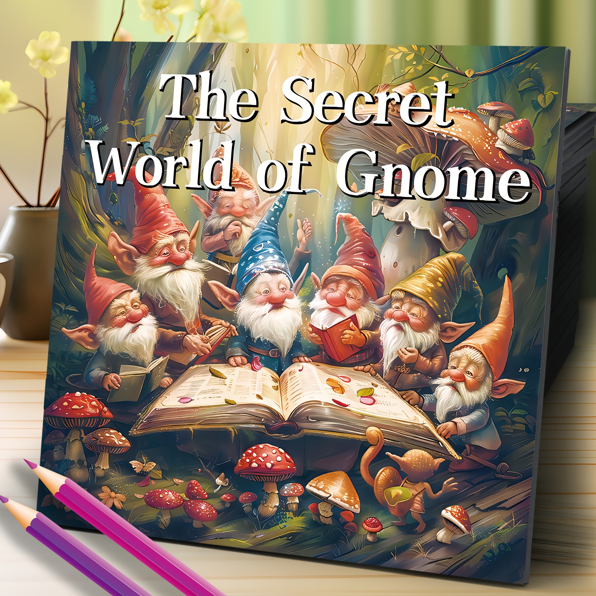 

Deluxe Edition Secret World Of Gnomes Adult Coloring Book - 20 Thick Pages, Ideal For Halloween, Thanksgiving & Christmas Gatherings