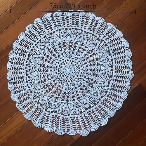 handgefertigtes, rundes tischdeckchen aus häkelarbeit, eleganter retro-blumen-tischmatte, 29,53 zoll, spitze, für die ausstellung in restaurants, als heimdekoration oder als geschenk, universelle weihnachtsdekoration