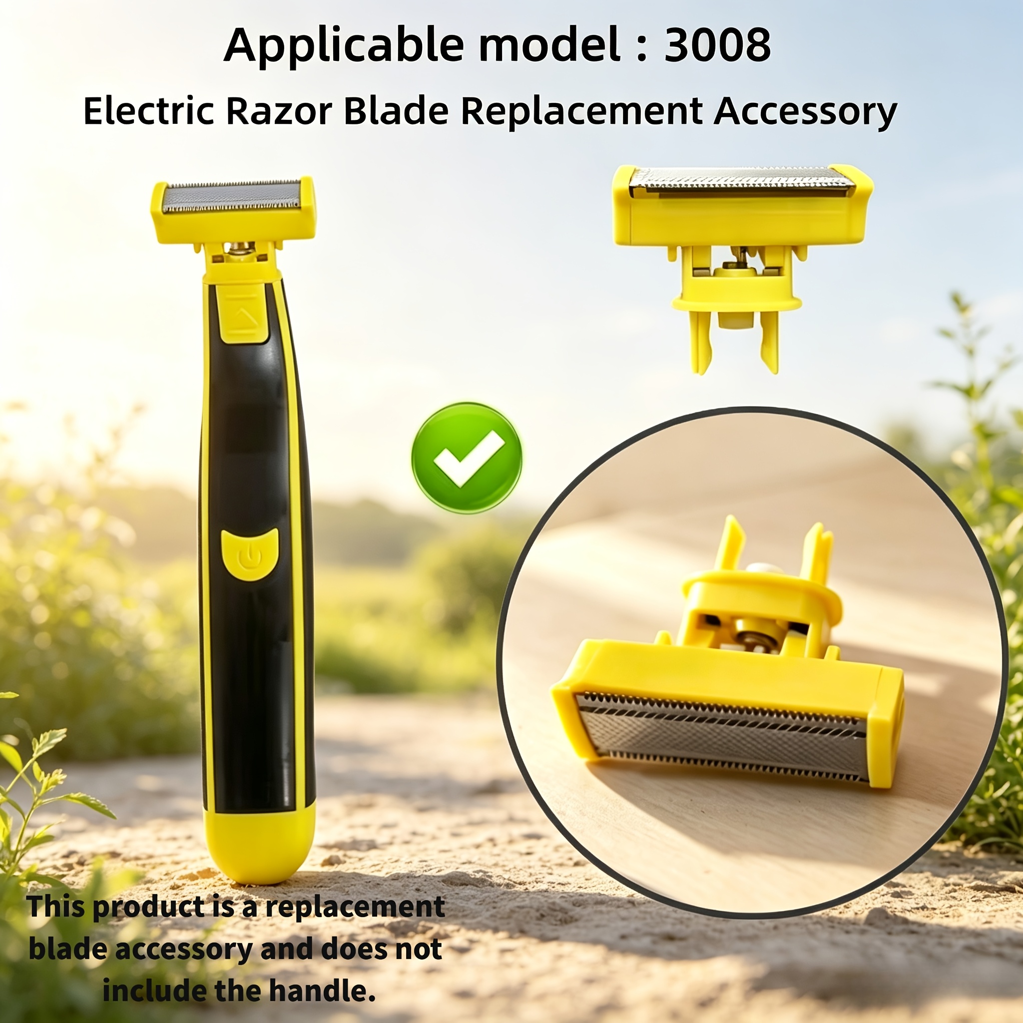 TEMU Durable Electric Shaver Replacement Head For Model 3008, Easy-install Yellow Parts