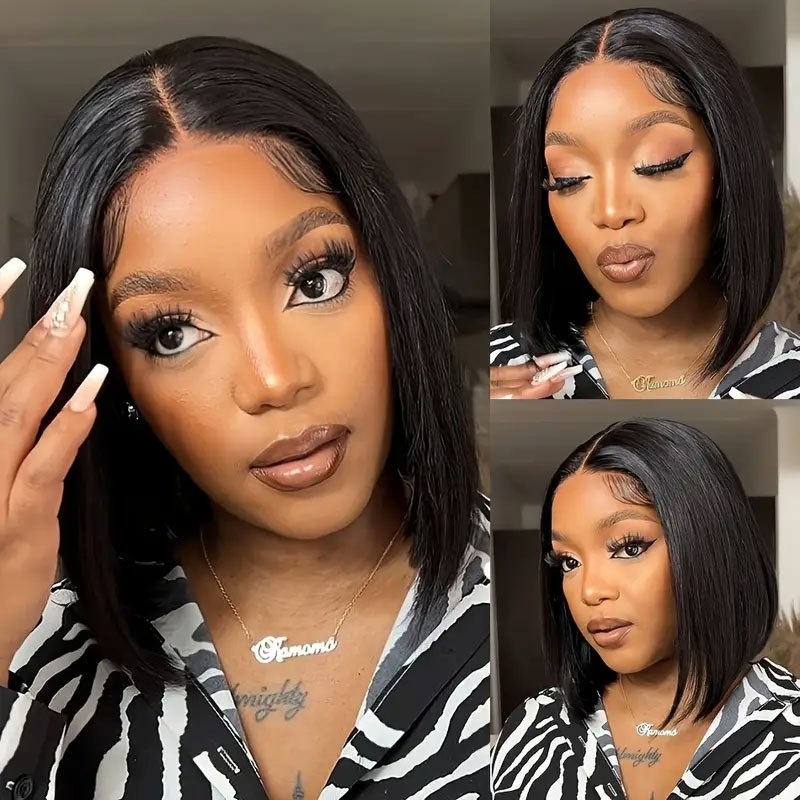Bob Human Hair Wig 13×4 Lace Front Wig Human Hair Short Hair Wig Straight BOB Wig 20.32-30.48 cm 150% Density Wigs Suitable for Holiday Use