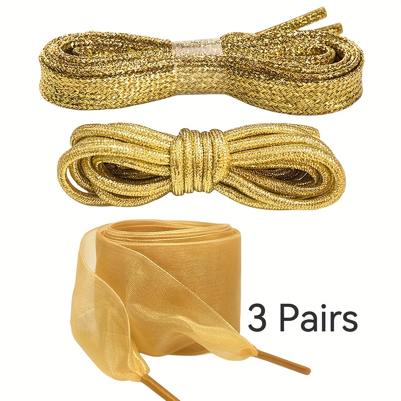 E-shop 3 Paar glitzernde, farbenfrohe, glänzende modische flache Schnürsenkel für Sneaker, Skates, Sportschuhe, Stiefel