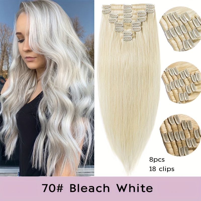 invisible clip in hair extensions 16 24 inch 8pcs 18 clips   real huamn hairpiece invisible clip ins hair extensions human hair seamless 100   human hair for travel   wedding party to add volumn and show your beauty details 3