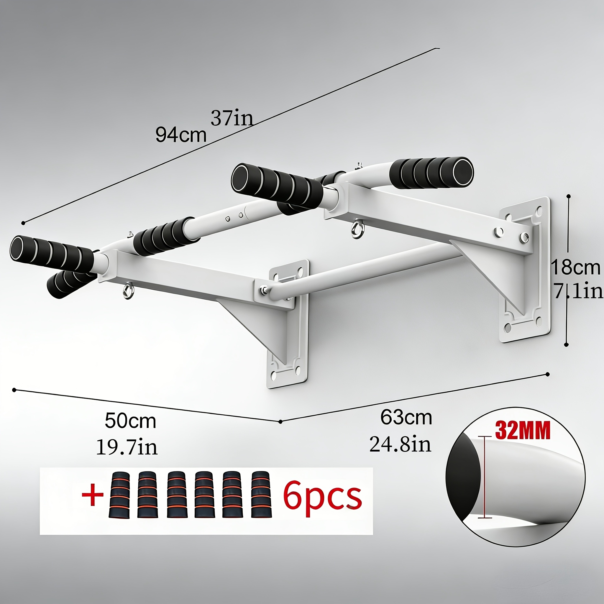 Single Unit Pull-up Bar Designed For Ceiling Installation, Of Supporting Up To 200 Kg, Featuring Non-slip Handles For Pull-up Workouts, And Suitable For Wall Mounting