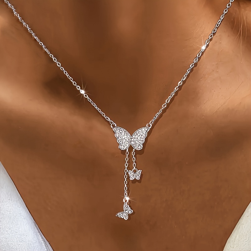 TEMU 1 Elegant Necklace Set With Sparkling Synthetic Zirconia, Birthdays, Weddings, Valentine's Day, And Special Occasions, Jewelry