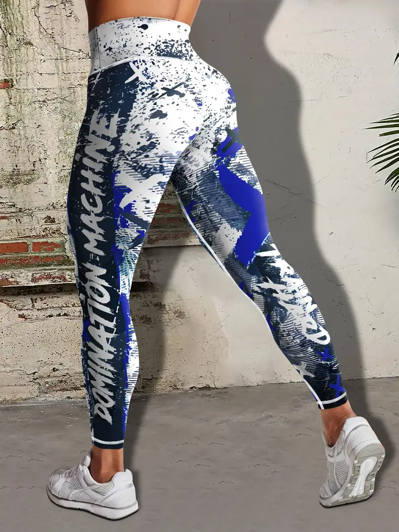 Workout Leggings High Waist Athletic Print Workout Tummy Control