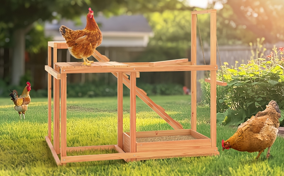 Chicken Perch Ladder For Coop – Natural Pine Wood Roosting Bars With Nails For Chicks & Hens, Brooder Gym Accessories