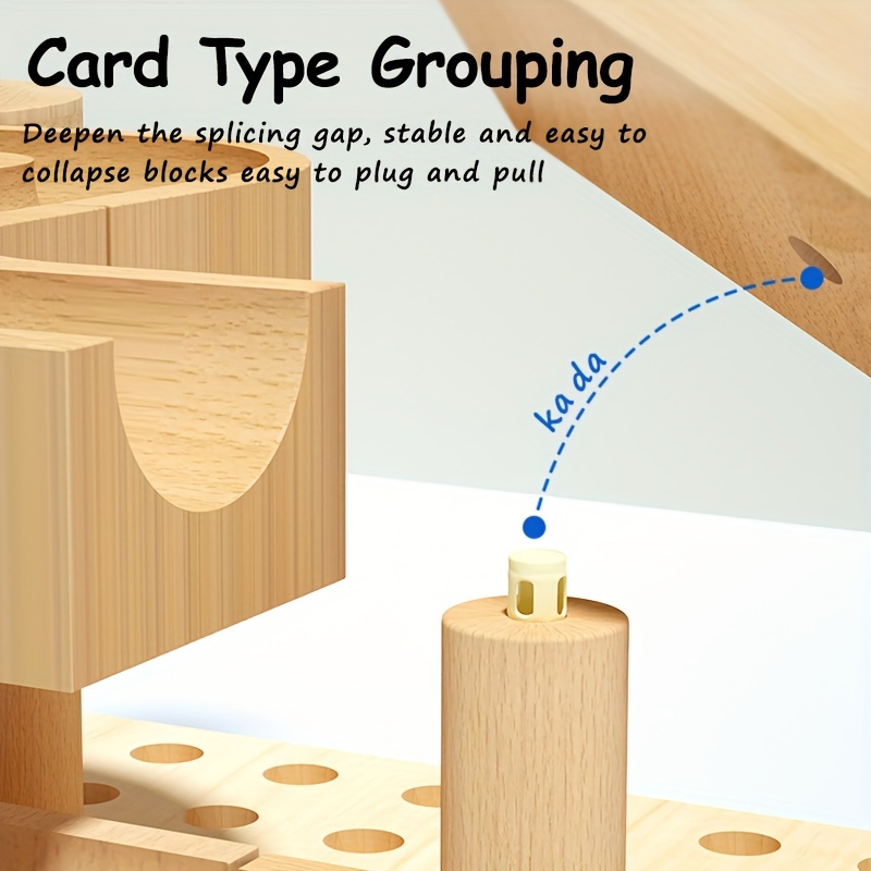 儿童轨道滚珠积木玩具，木质拼装弹珠管道滑道玩具，动手能力&逻辑思维训练，益智玩具，生日万圣节礼物给男孩女孩 详情 4