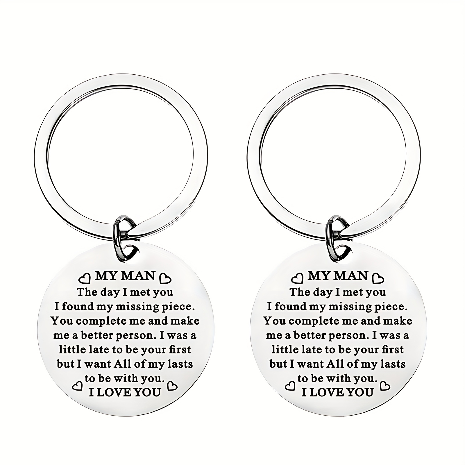 TEMU 2pcs Couple Keychains, Engraved With "my For Man, " Perfect For Husbands Or , Expressing Love. Durable Round Keychain Accessories, Suitable For