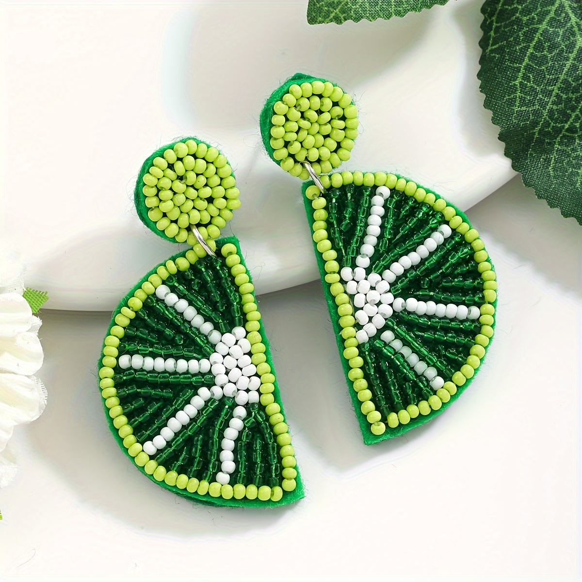 High-End Three-Dimensional Orange Watermelon Beaded Earrings