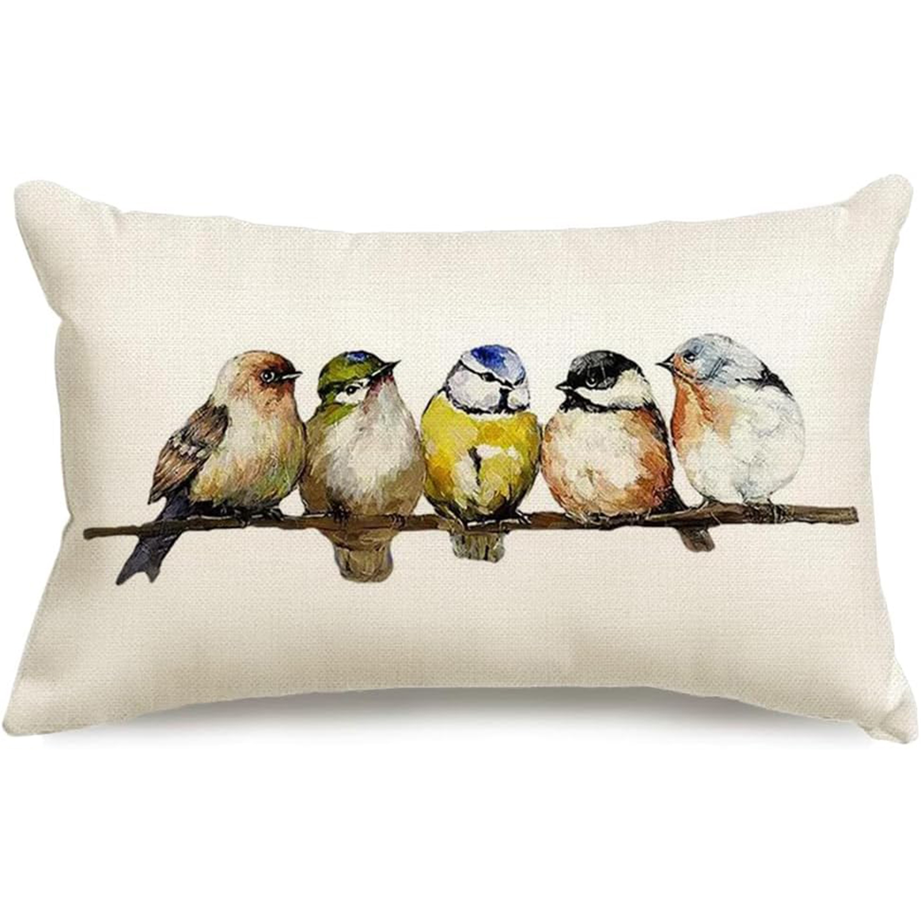 

Linen Bird Throw Pillow Cover - Rustic & Spring/summer Decor, 12x20 Inch, Zip Closure, Machine Washable For Couch, Sofa, Outdoor Use (pillow Not Included)