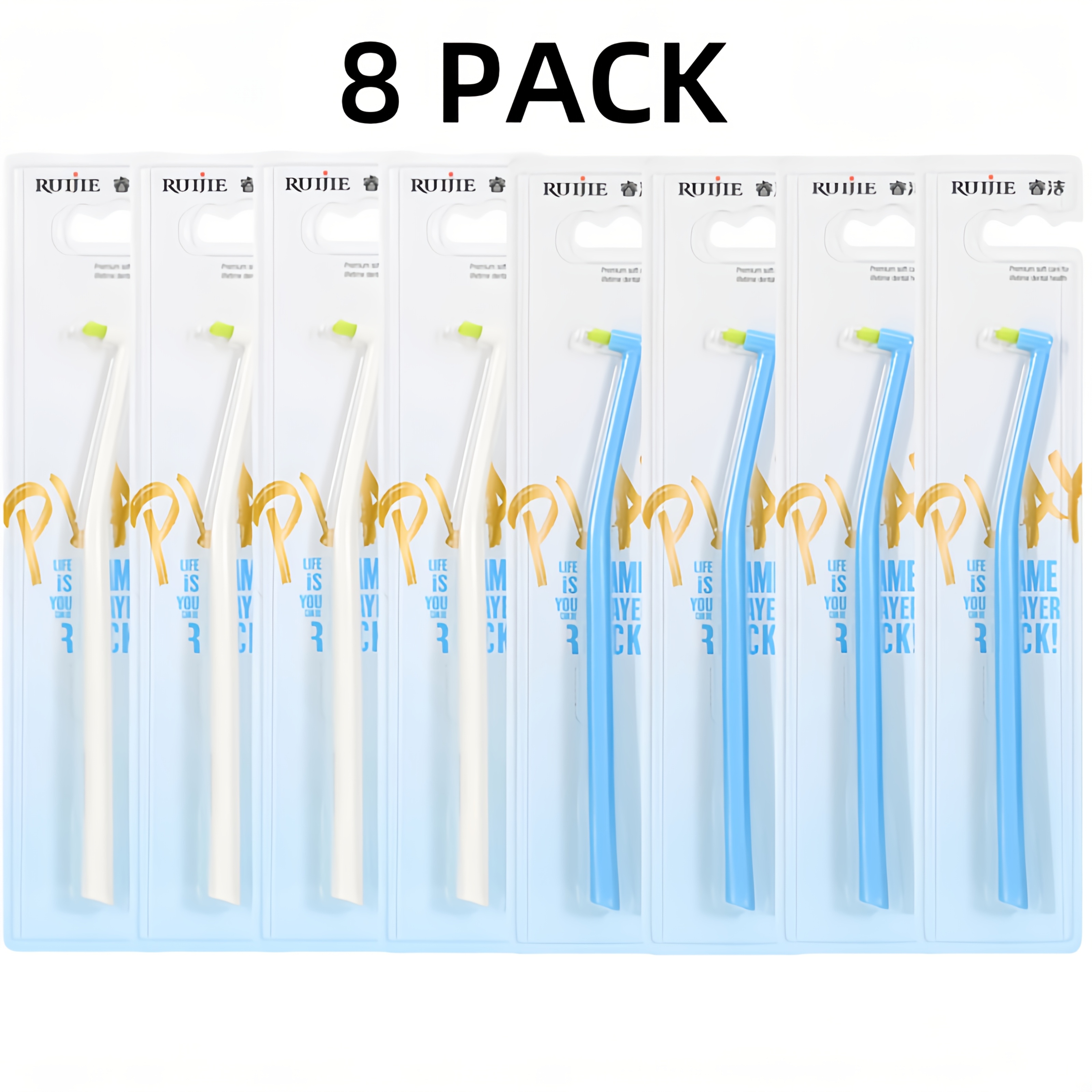 8-pack End- Toothbrush, Soft Angled Bristles For Braces, , Retainers, Molars & Wisdom Teeth-family Size, Ideal Gift For Families