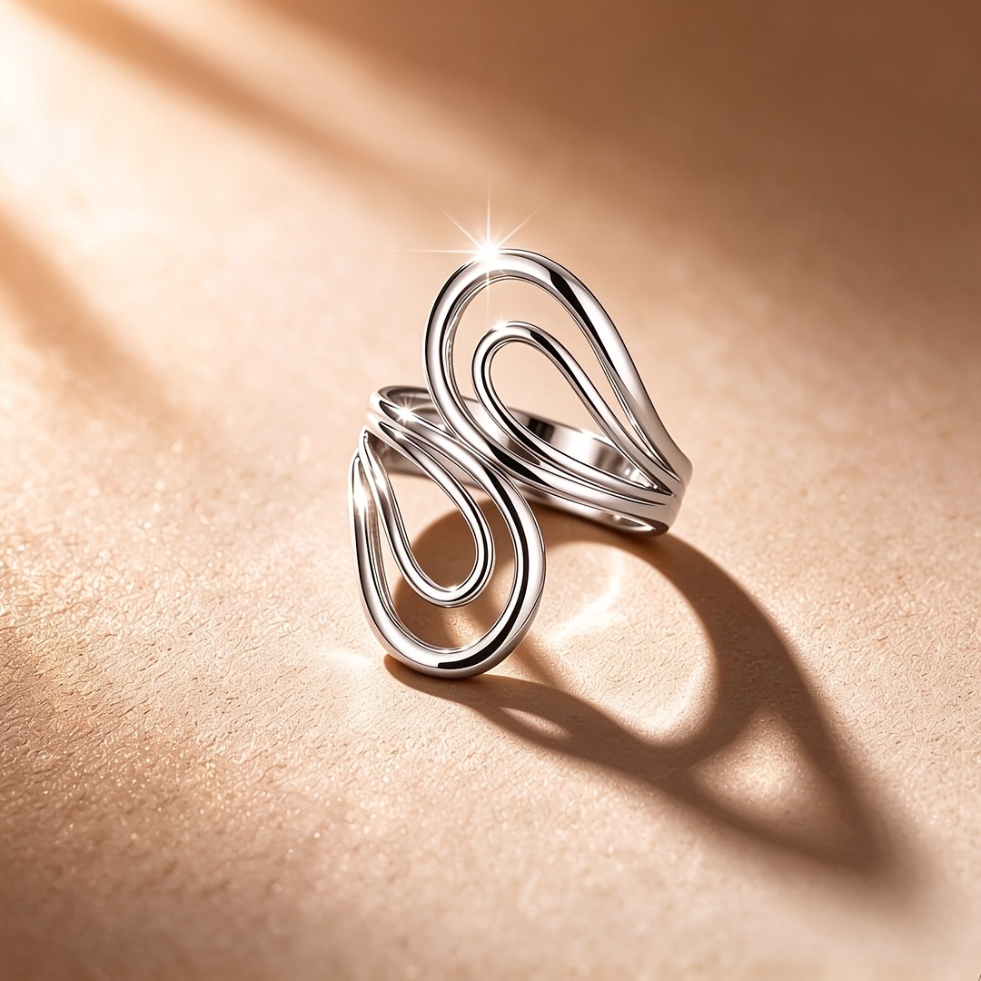 3pcs High-Quality Light Luxury Golden Openwork Stackable Women's Rings