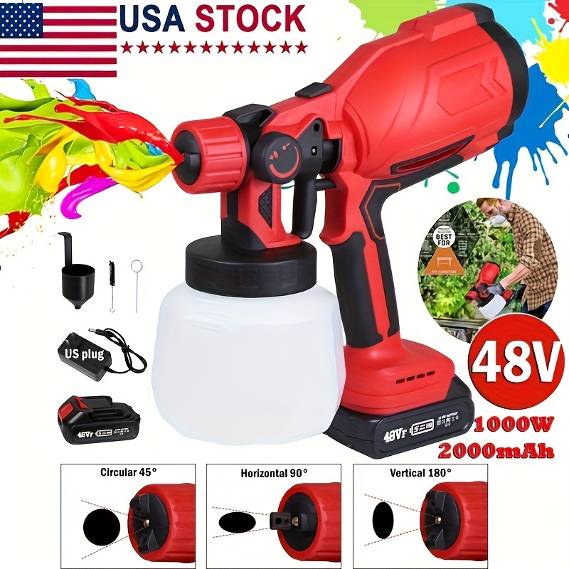 

800w High Pressure Cordless Paint Sprayer Electric Airless Hvlp Spray + 48v Battery High Pressure Disinfection Spray , Paint Spray , Portable Latex Paint Spray For Multi-scene Use