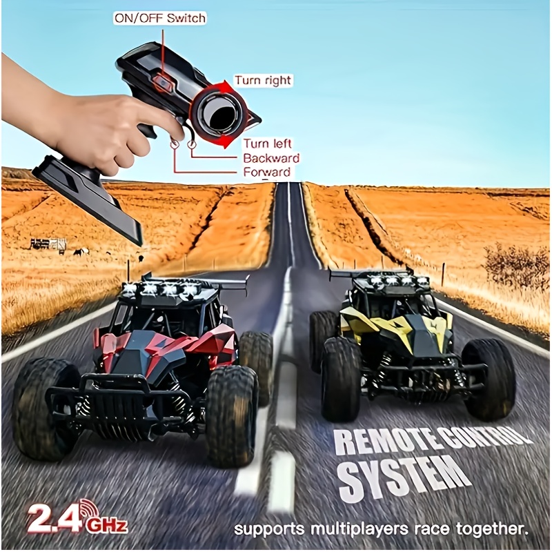 THCBME 2, 4G Remote Control Off-Road Vehicle, 1:18 Scale, All-Wheel Drive High-Speed Drift Racing Toy Suitable for Adults - Durable Rechargeable Battery, Yellow and Black Color Scheme with Red Accents, Perfect Easter Gift, High-Performance RC Toy | Aerodynamic Design, Sturdy Structure