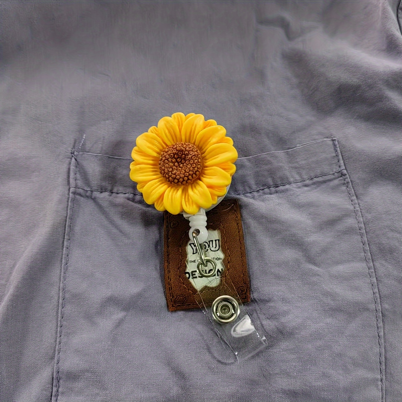 

Attachment, Sunflower Resin Retractable Badge Holder - Abs Id Clip For Nurses, Students & Professionals