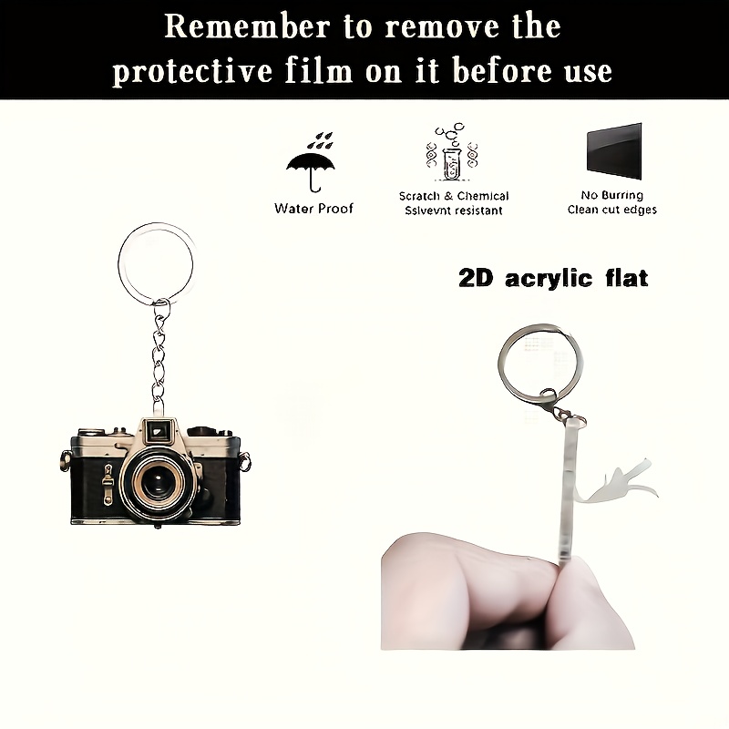 [2d flat] [2d flat] piano 2d, 1 portachiavi   retro acrilico a forma di fotocamera - elegante ciondolo per appassionati di fotografia,   per borse e chiavi dellauto,   per   del papà, lalbero di natale e decorazioni per feste, design piano 2d Dettagli dell'articolo 2