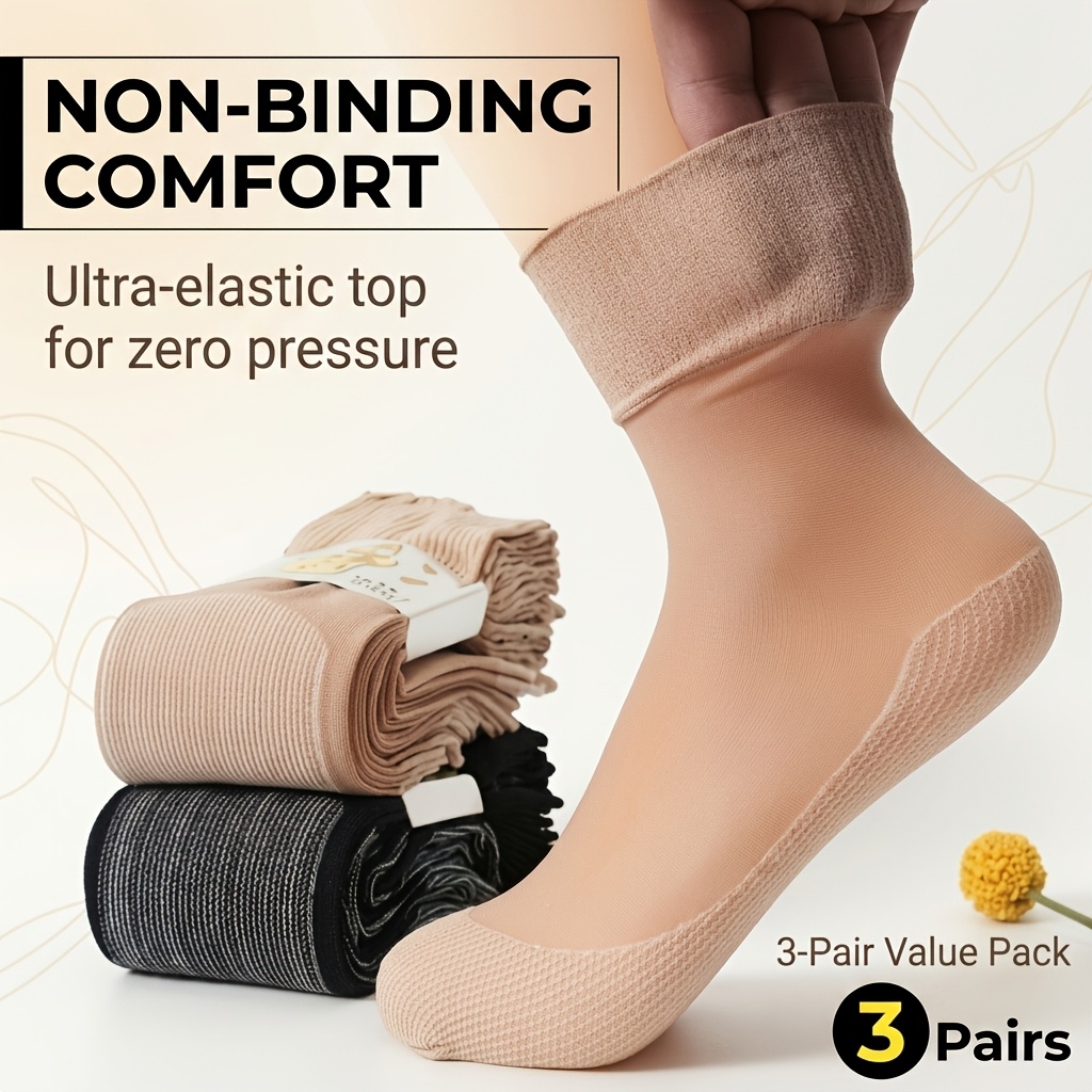 Image of 3 Pairs Of Compression Socks, Designed For And The Elderly, Widened And Thickened Socks Mouth Design, Light, Breathable And Non-slip, Elastic Opening And Easy To , Warm And , A Good Gift