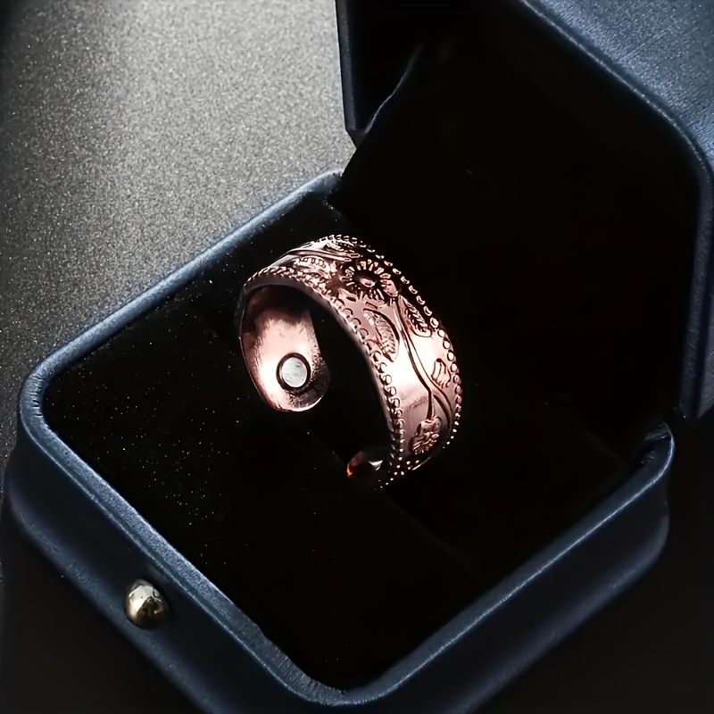 Copper Floral Ring w/ December Birthstone